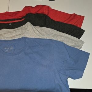 Men's Crew Tee Shirt Pack - Blue, Gray, Black, Red (BLANK)
